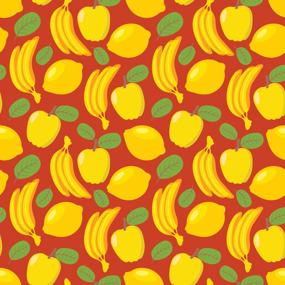 Tropical fruits seamless pattern. Bananas and lemons. Prints, textiles, bedding and wallpaper. vector