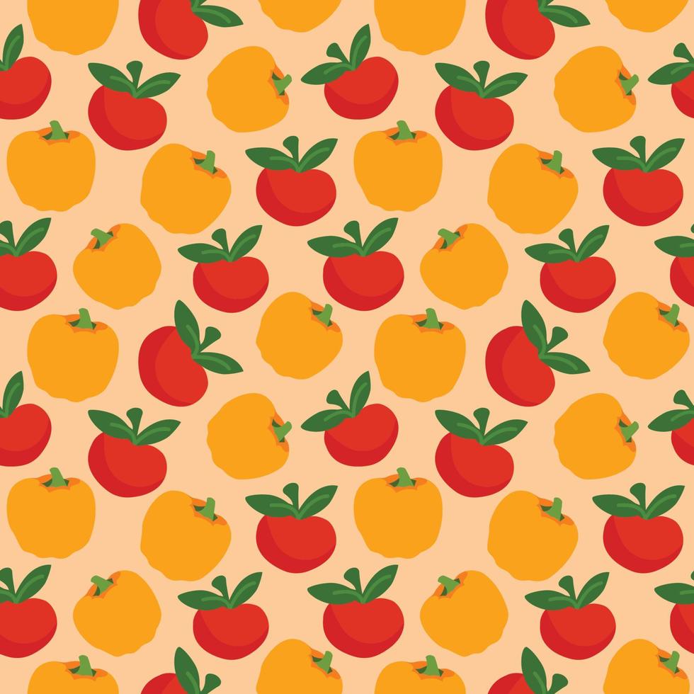 Seamless pattern with sweet bell peppers. Vegetable plant vegetable natural pattern. Seamless pattern texture design. vector