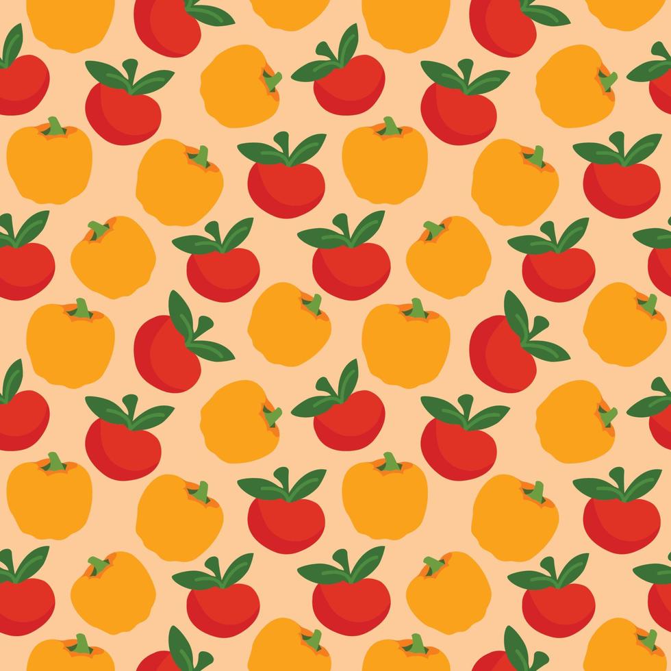 Seamless pattern with sweet bell peppers. Vegetable plant vegetable natural pattern. Seamless pattern texture design. vector