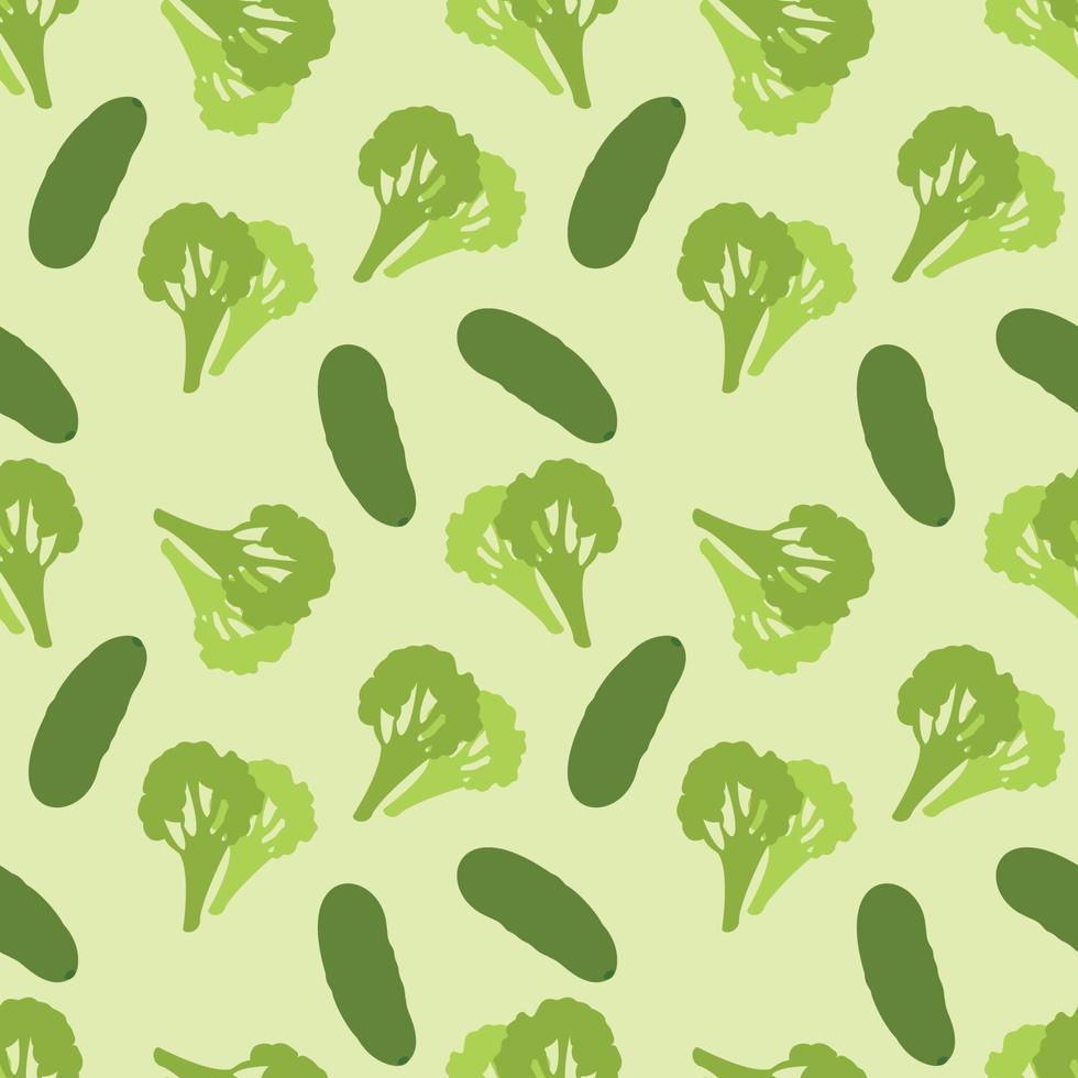 patrón de brócoli y pepino. vectores de frutas y verduras. diseño de textura de patrones sin fisuras.