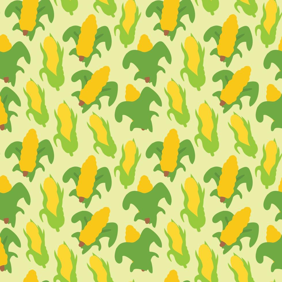 imagen de fondo sin costuras coloridos alimentos vegetales maíz. diseño de textura de patrones sin fisuras. vector