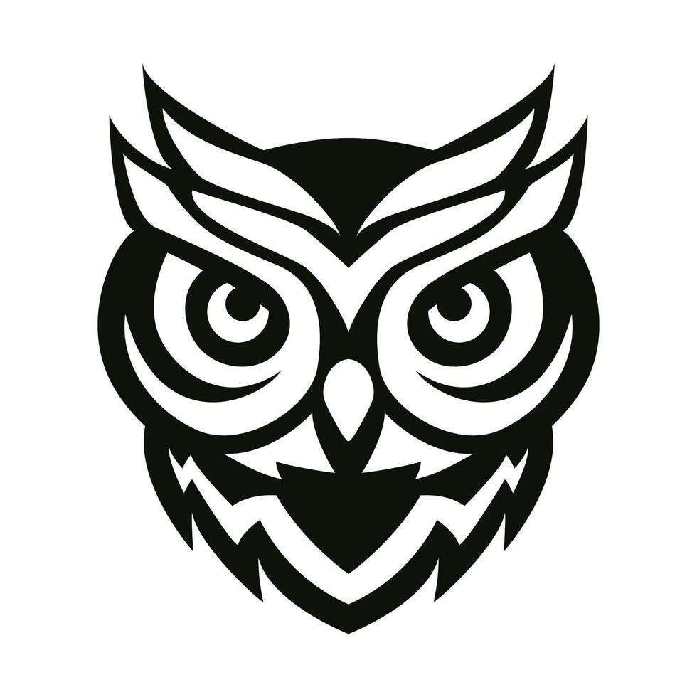 Owl Head Mascot Line Art vector