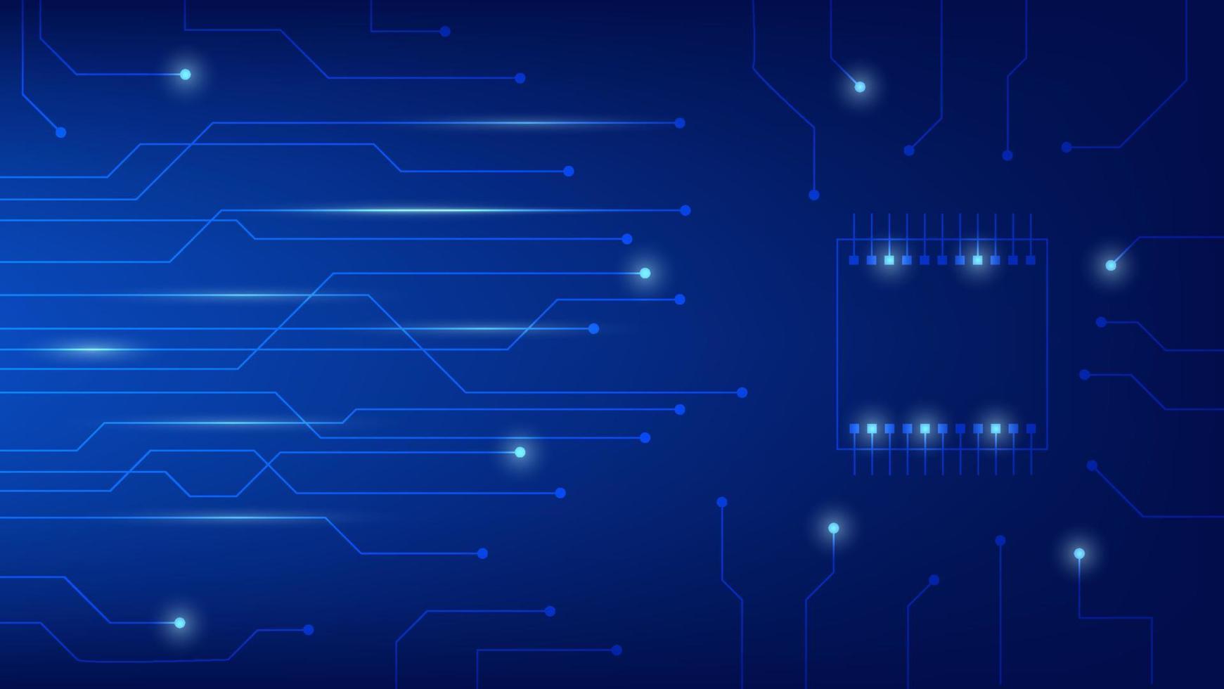 Hi tech digital circuit board. AI pad and electrical lines connected on blue lighting background. futuristic technology concept vector