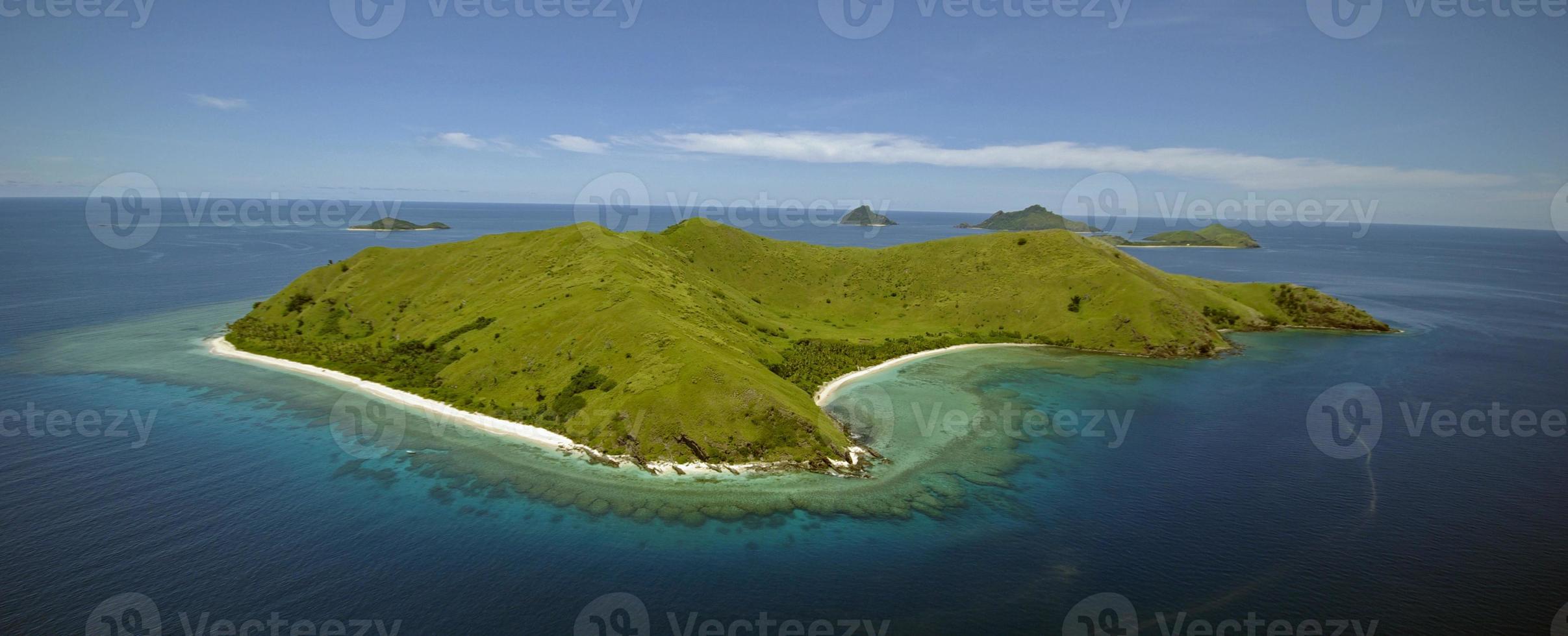 Aerial shot of tropical island photo