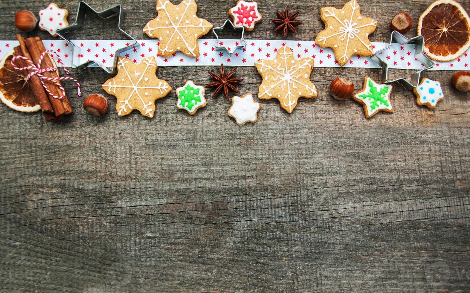 Christmas ginger and honey colorful cookies photo