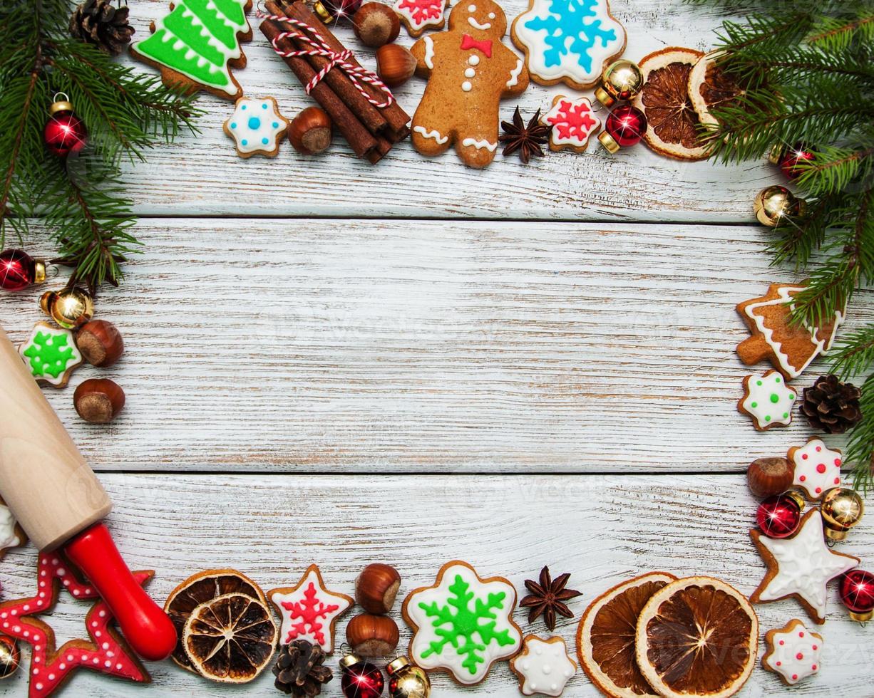 Christmas ginger and honey colorful cookies photo