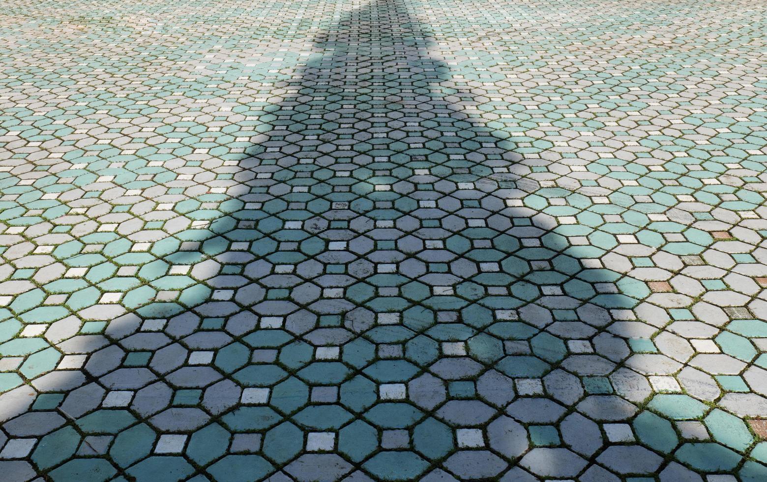 superficie áspera para caminar hay luces y sombras en la pasarela. durante el día, es la zona del jardín público. foto