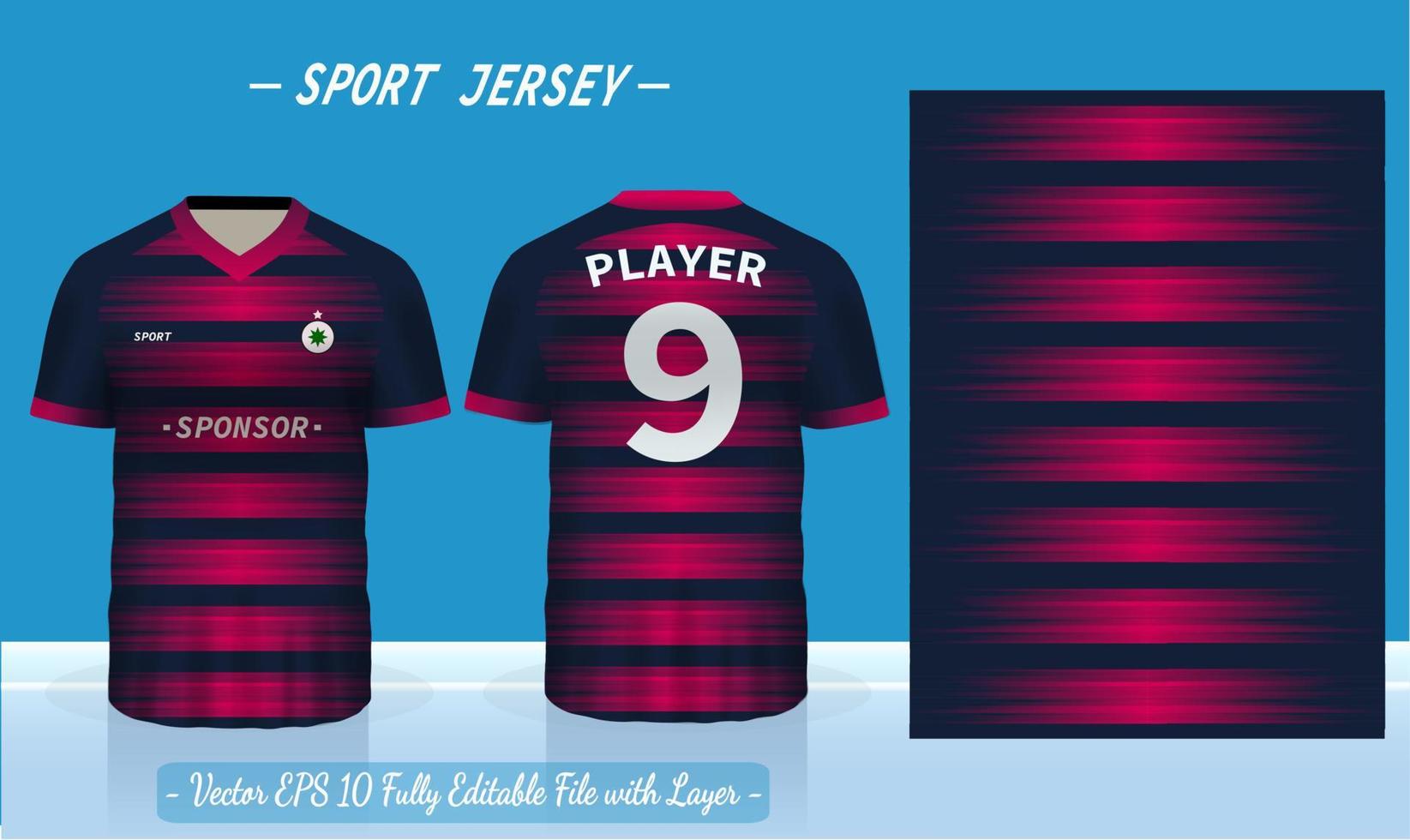 T-shirt sport template design for soccer jersey, football kit fot basketball, badminton jersey. Sport uniform in front and back view. Sport shirt mock up for sport club. Vector Illustration.