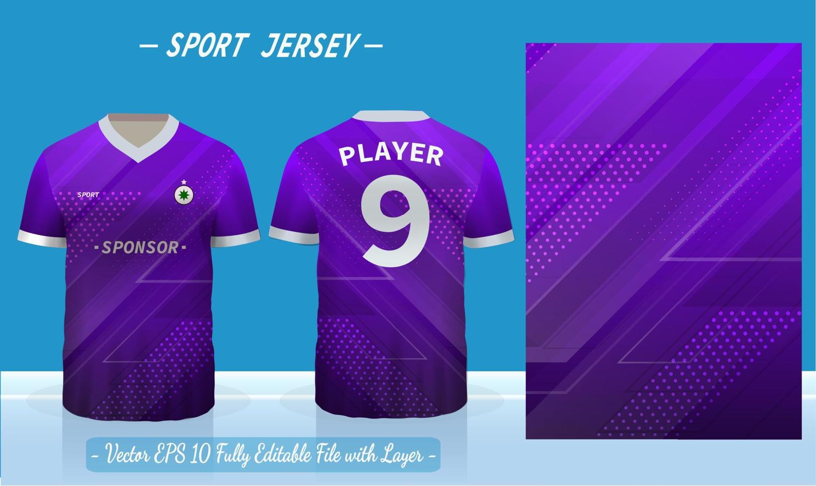 T-shirt sport template design for soccer jersey, football kit fot basketball, badminton jersey. Sport uniform in front and back view. Sport shirt mock up for sport club. Vector Illustration.