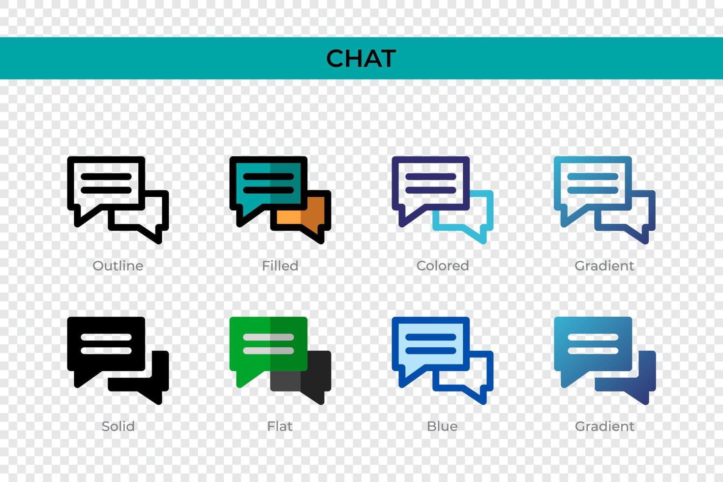 Chat icon in different style. Chat vector icons designed in outline, solid, colored, filled, gradient, and flat style. Symbol, logo illustration. Vector illustration