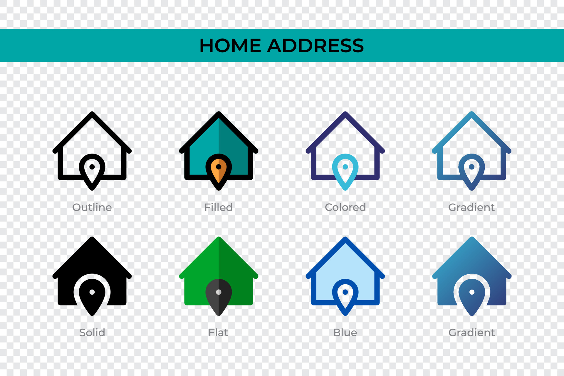 Home Address icon in different style. Home Address vector icons