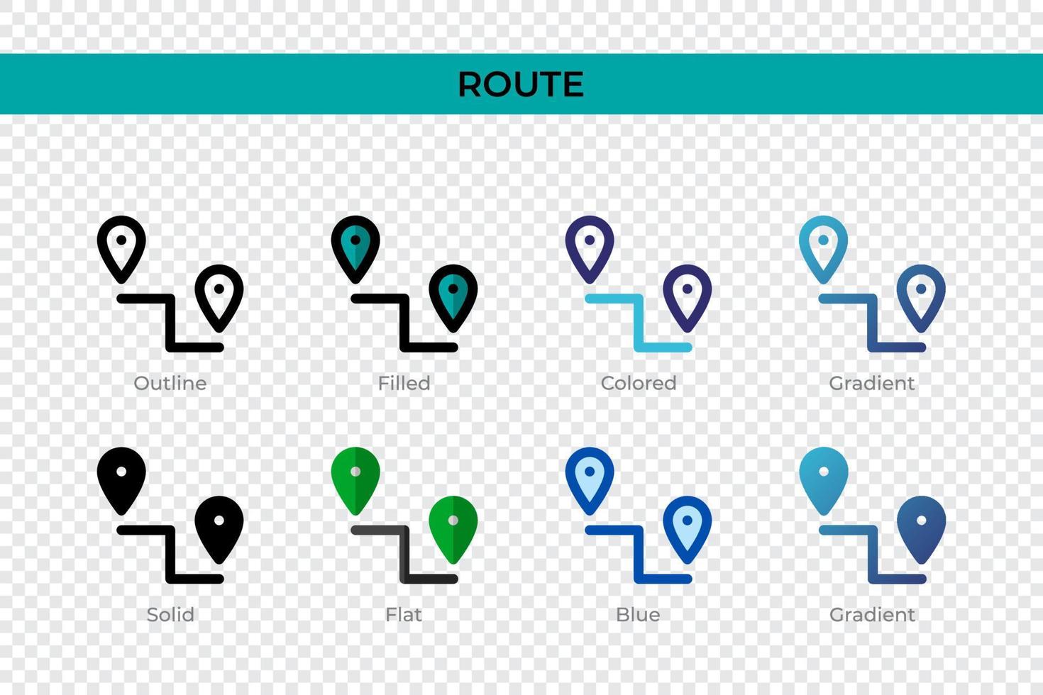 Route icon in different style. Route vector icons designed in outline, solid, colored, filled, gradient, and flat style. Symbol, logo illustration. Vector illustration