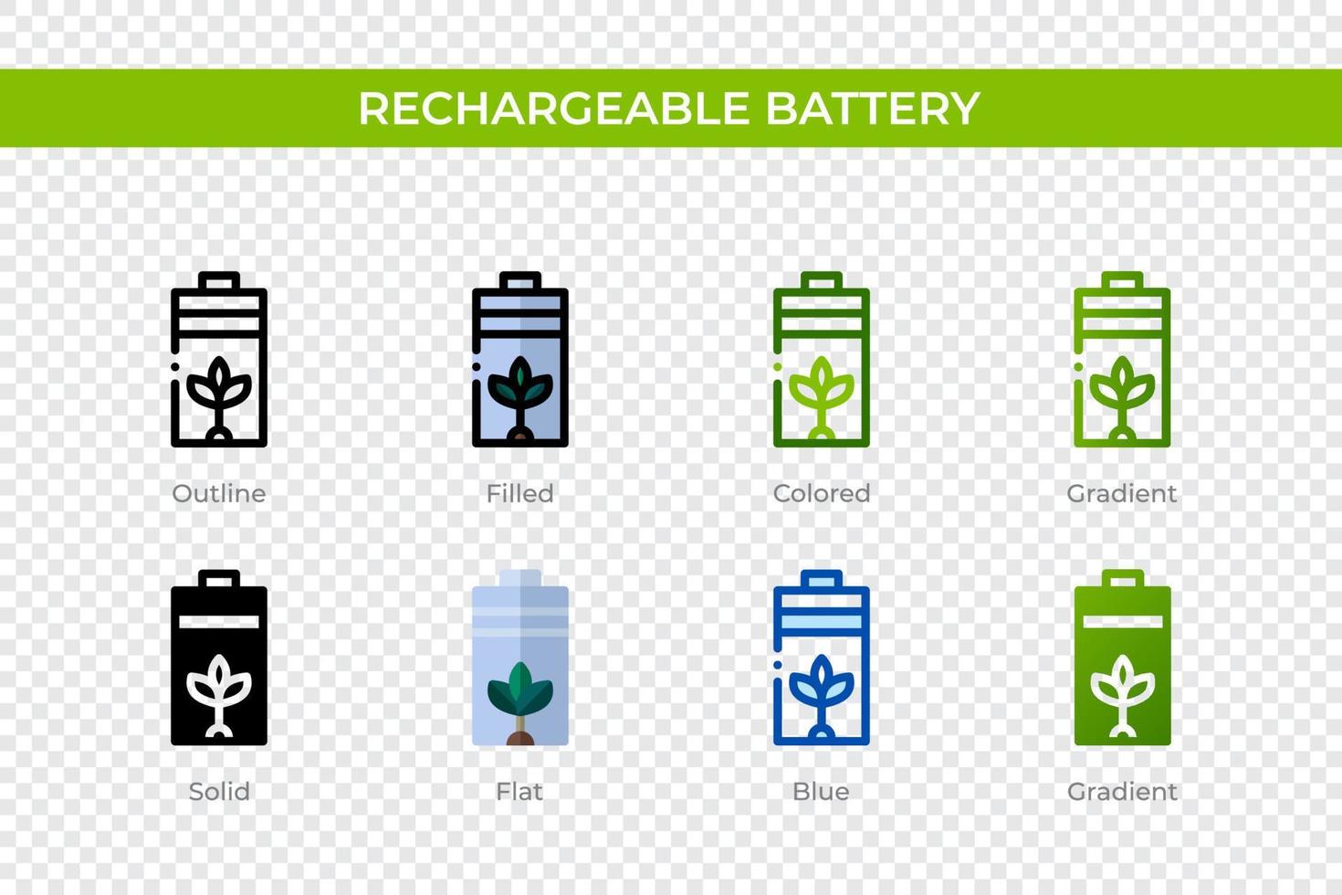 Rechargeable battery icon in different style. Rechargeable battery vector icons designed in outline, solid, colored, filled, gradient, and flat style. Symbol, logo illustration. Vector illustration