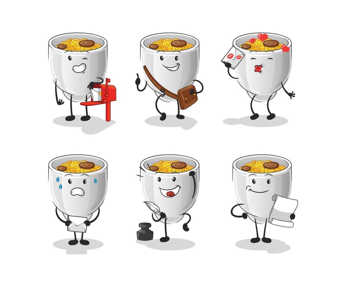 noodle bowl vactor mascot vector