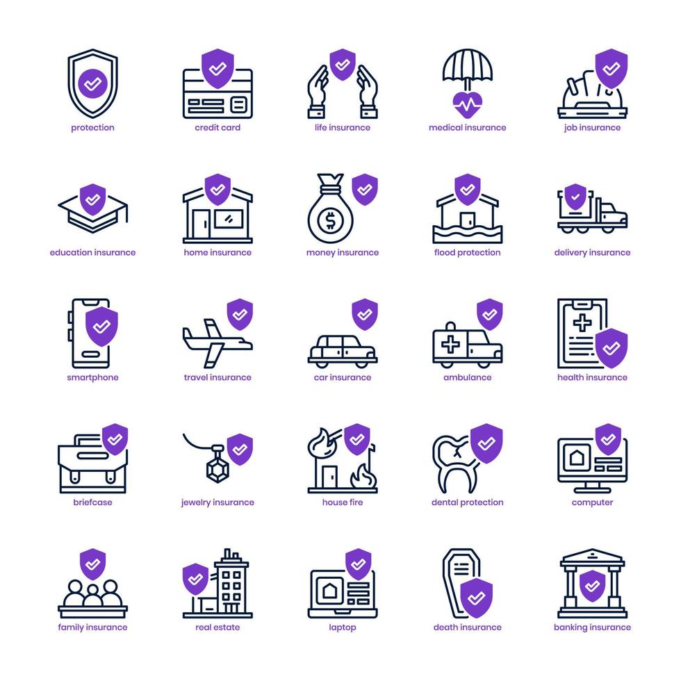 paquete de iconos de seguros para el diseño de su sitio web, logotipo, aplicación, ui. línea de mezcla de icono de seguro y diseño sólido. ilustración de gráficos vectoriales y trazo editable. vector