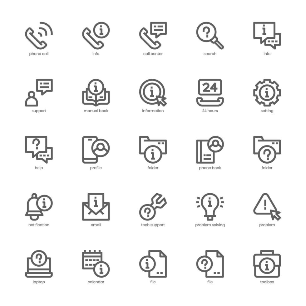 Help and Support icon pack for your website, mobile, presentation, and logo design. Help and Support icon outline design. Vector graphics illustration and editable stroke.