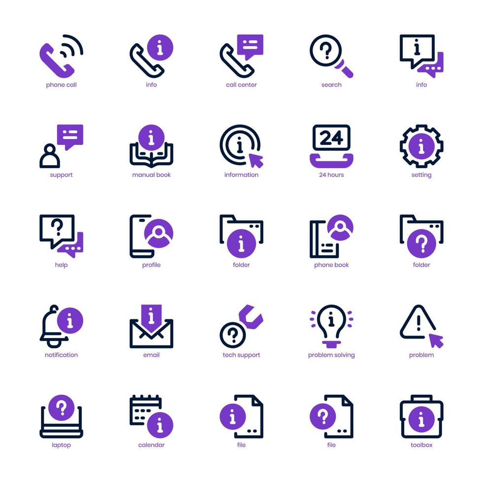 Help and Support icon pack for your website, mobile, presentation, and logo design. Help and Support icon mix line and solid design. Vector graphics illustration and editable stroke.