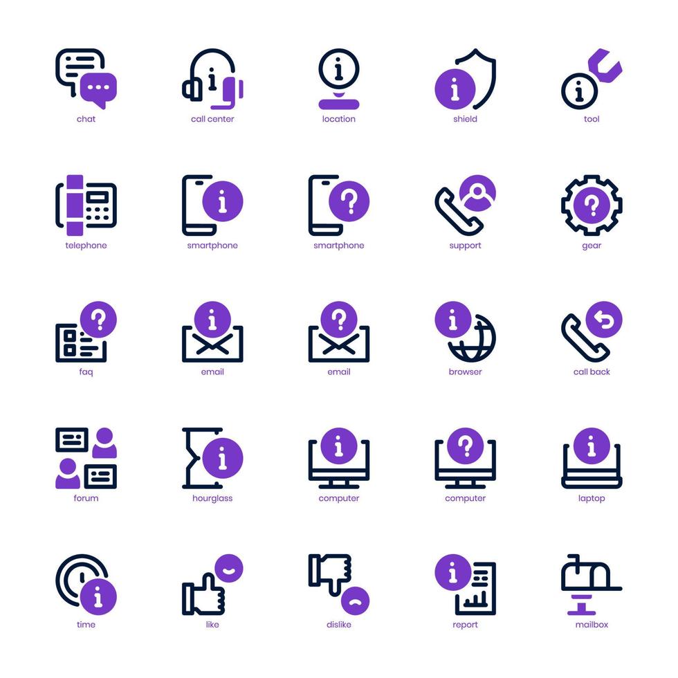 Help and Support icon pack for your website, mobile, presentation, and logo design. Help and Support icon mix line and solid design. Vector graphics illustration and editable stroke.