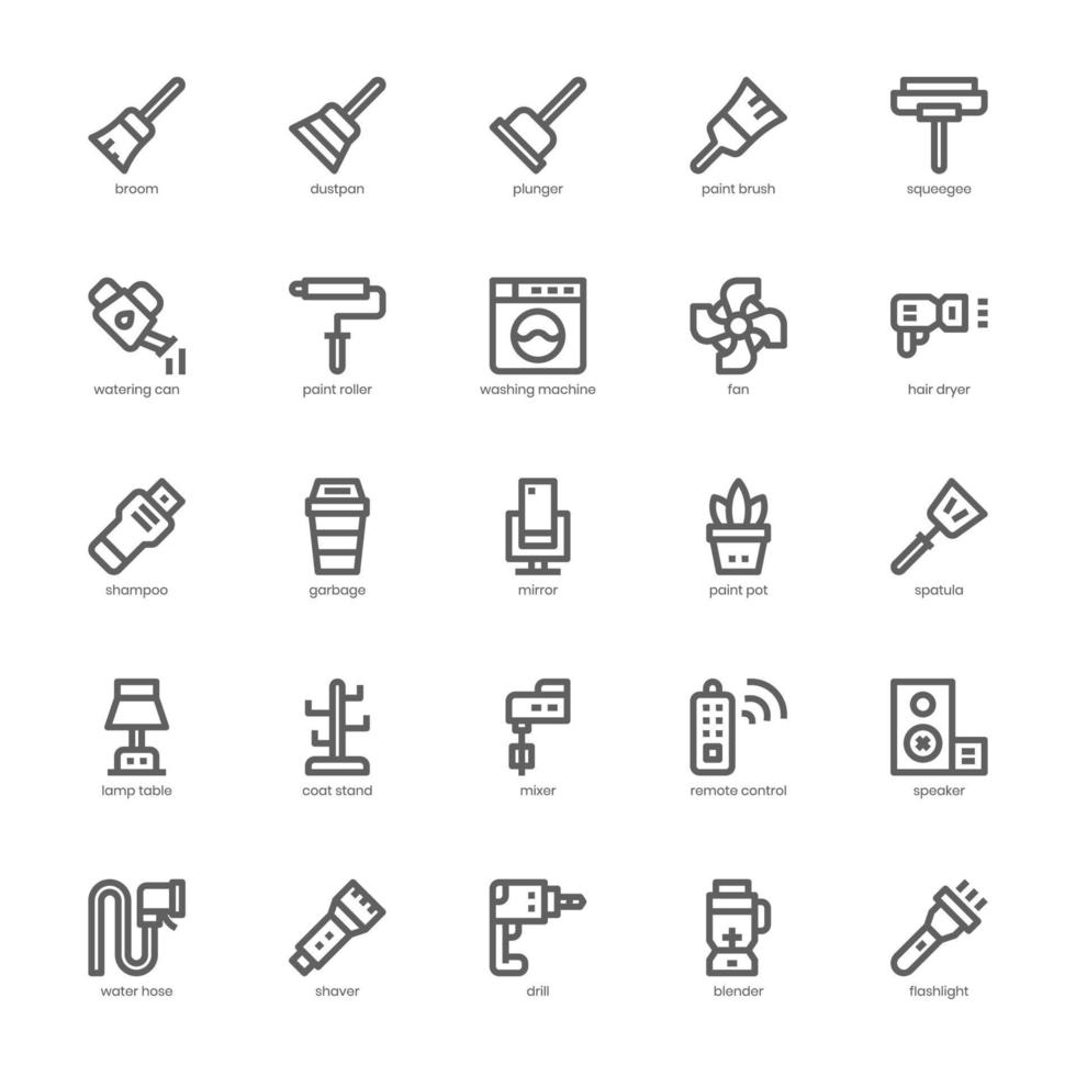 Household icon pack for your website, mobile, presentation, and logo design. Household icon outline design. Vector graphics illustration and editable stroke.