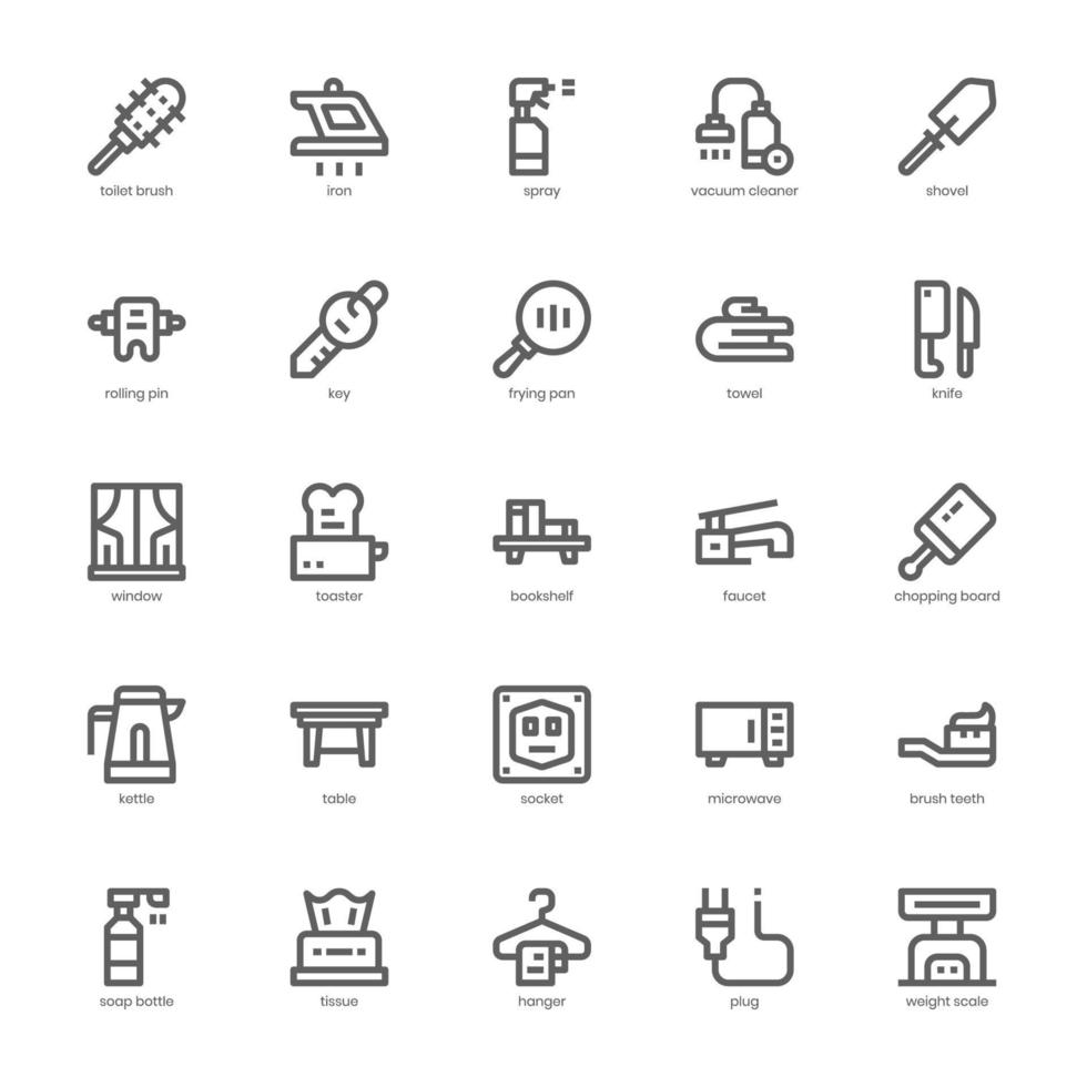 Household icon pack for your website, mobile, presentation, and logo design. Household icon outline design. Vector graphics illustration and editable stroke.