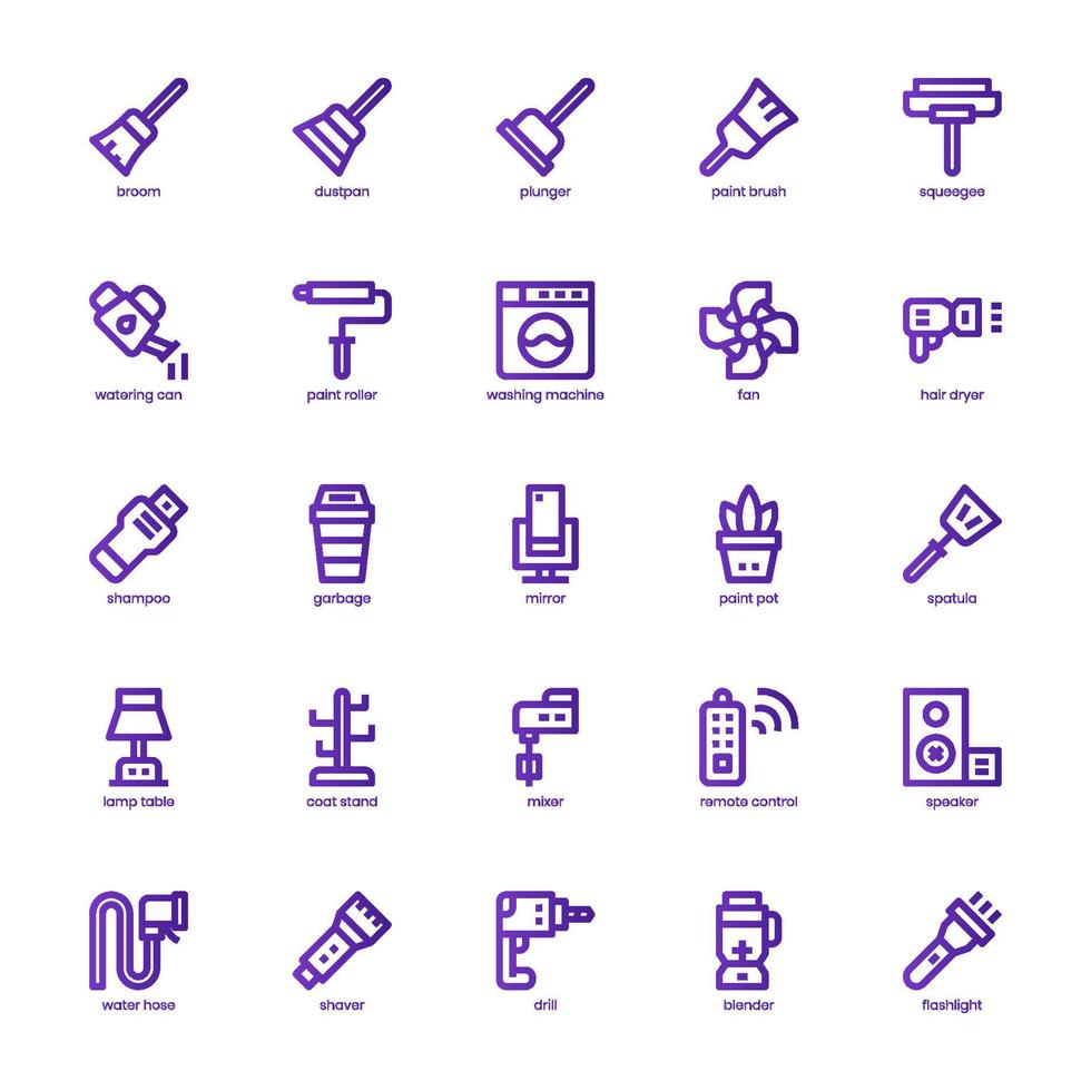 Household icon pack for your website, mobile, presentation, and logo design. Household icon outline design. Vector graphics illustration and editable stroke.