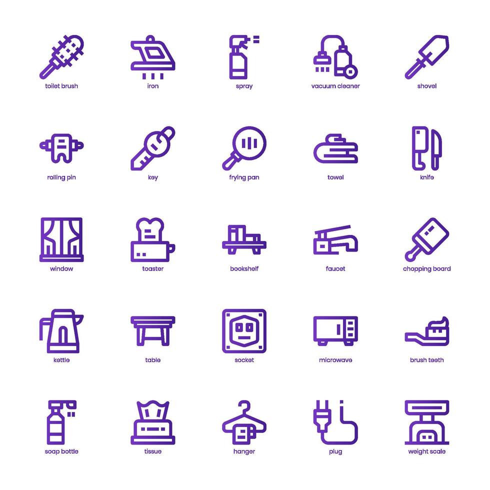 Household icon pack for your website, mobile, presentation, and logo design. Household icon outline design. Vector graphics illustration and editable stroke.
