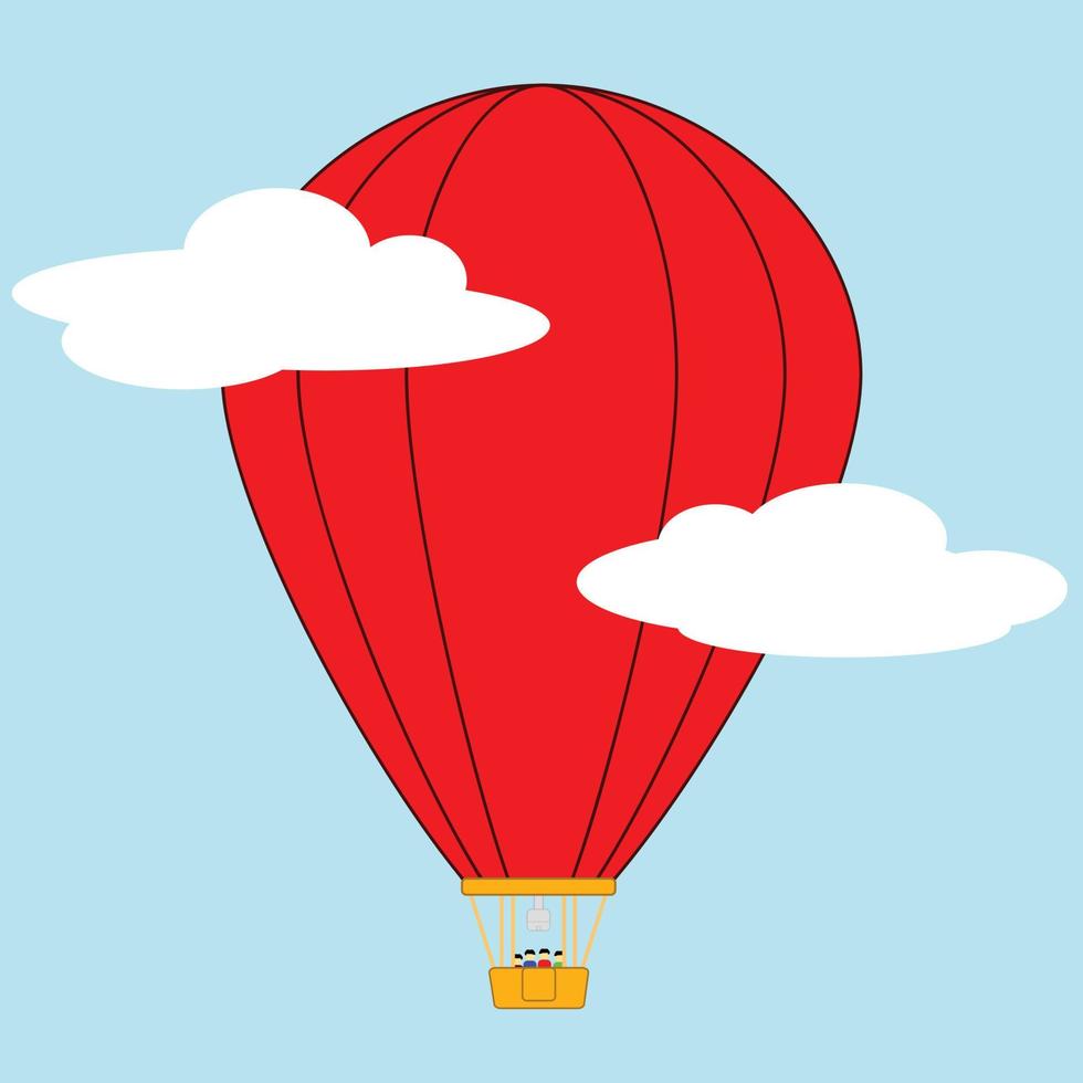 flying red air balloon in the sky vector
