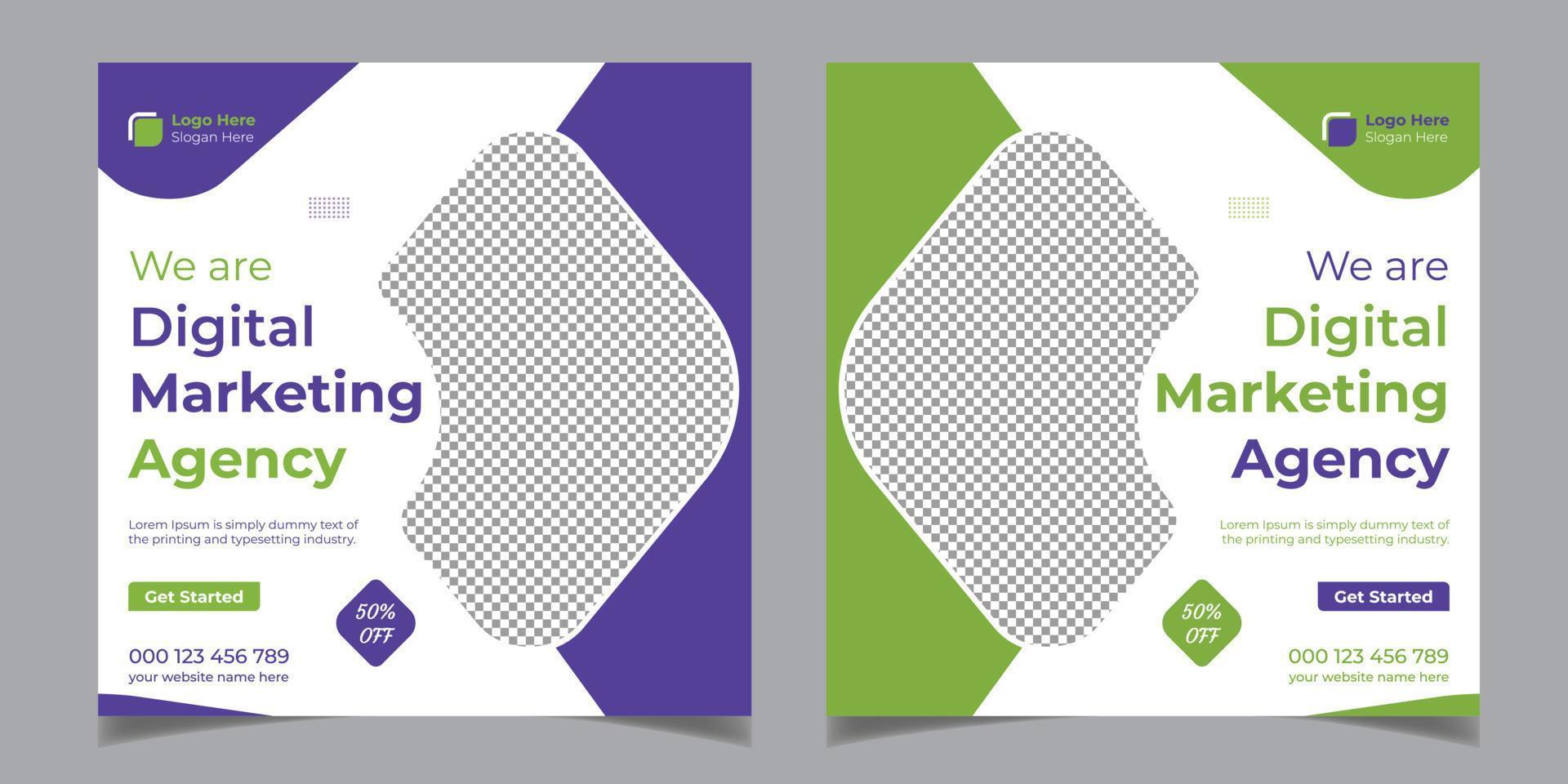 Digital Marketing Agency Corporate Business Square Flyer Social Media Post Banner Design Template vector