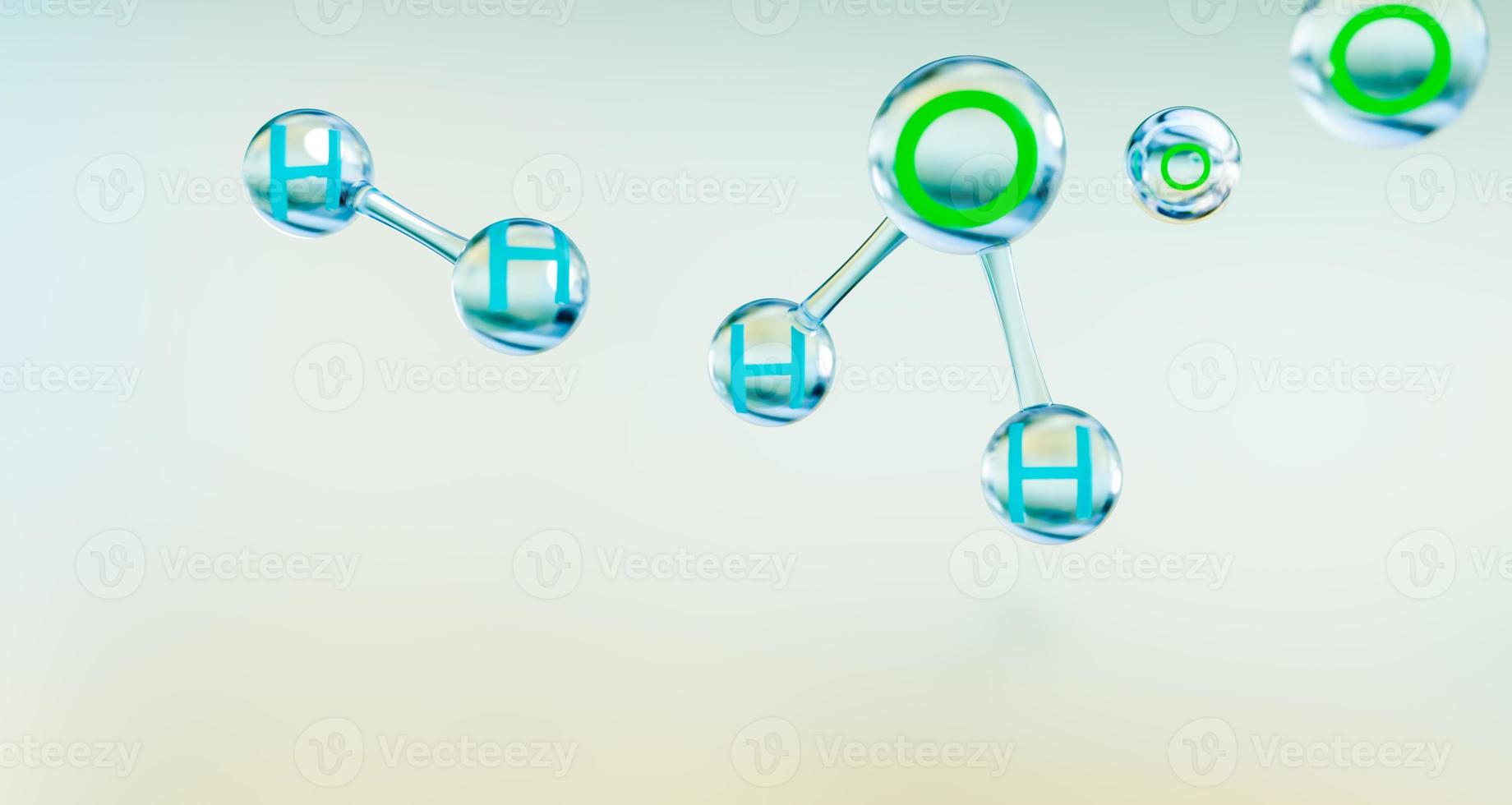 Moléculas 3d de diseño de agua. foto
