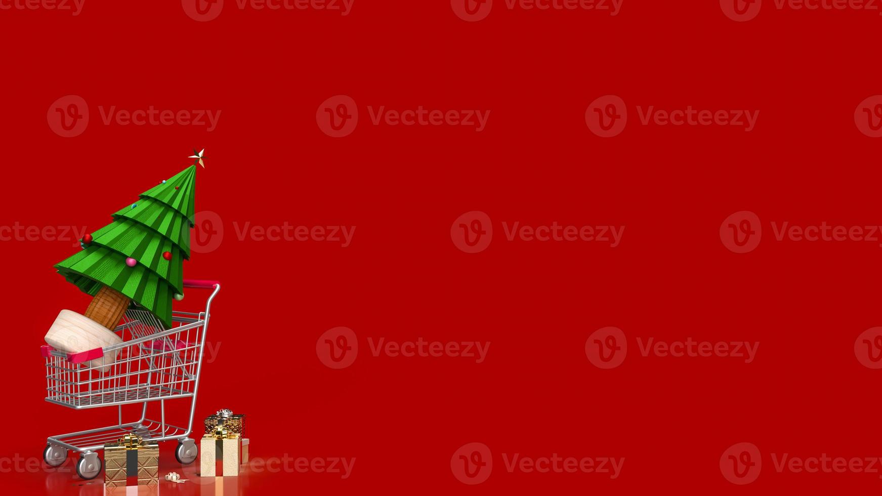 The Christmas in shopping cart for holiday marketing concept 3d rendering photo