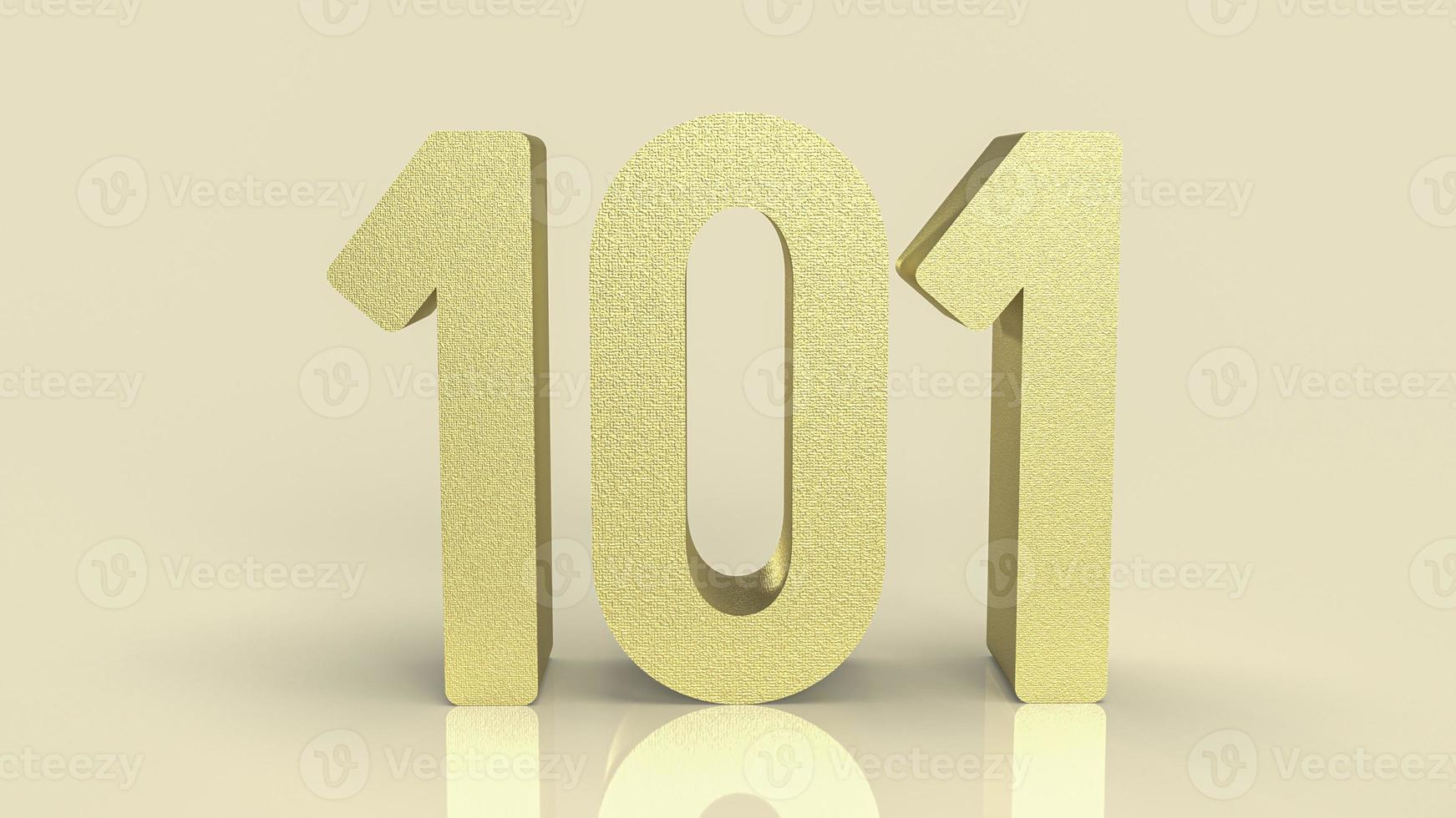 101 gold number for beginner concept 3d rendering photo