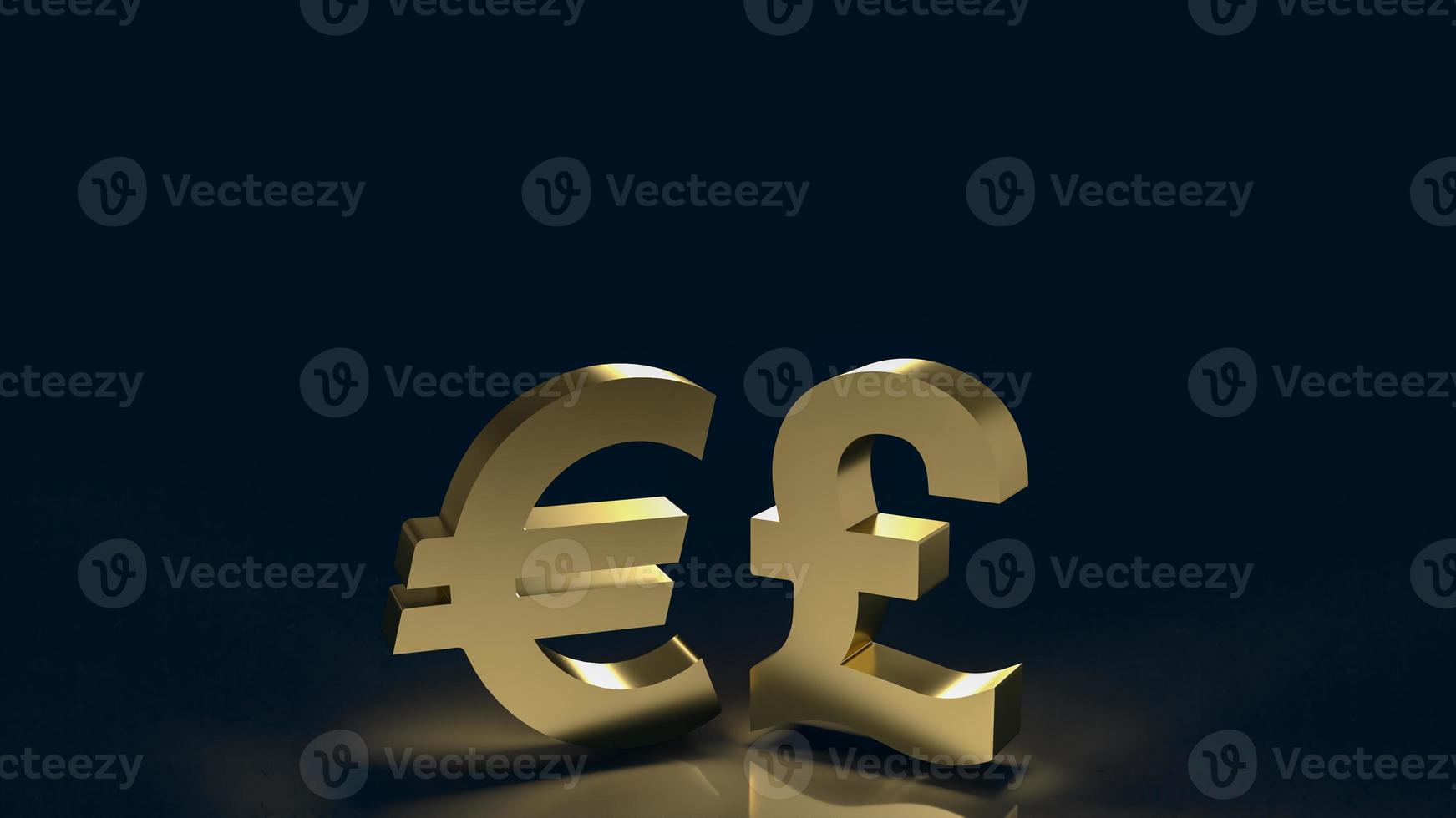 The gold euro and pound symbol for business concept 3d rendering photo