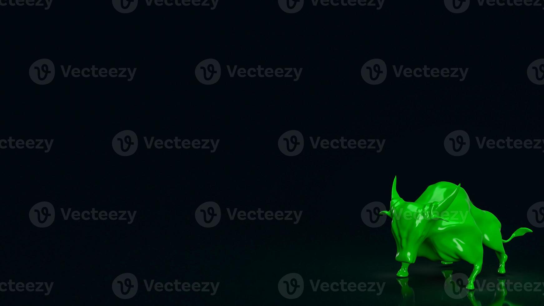 The green bull on black background  for business concept 3d rendering photo
