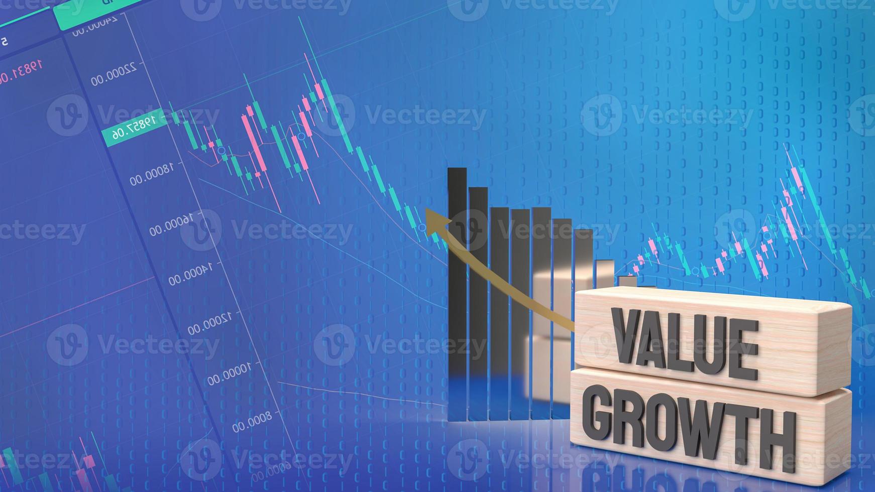 The word  value and growth on wood  for business concept 3d rendering photo
