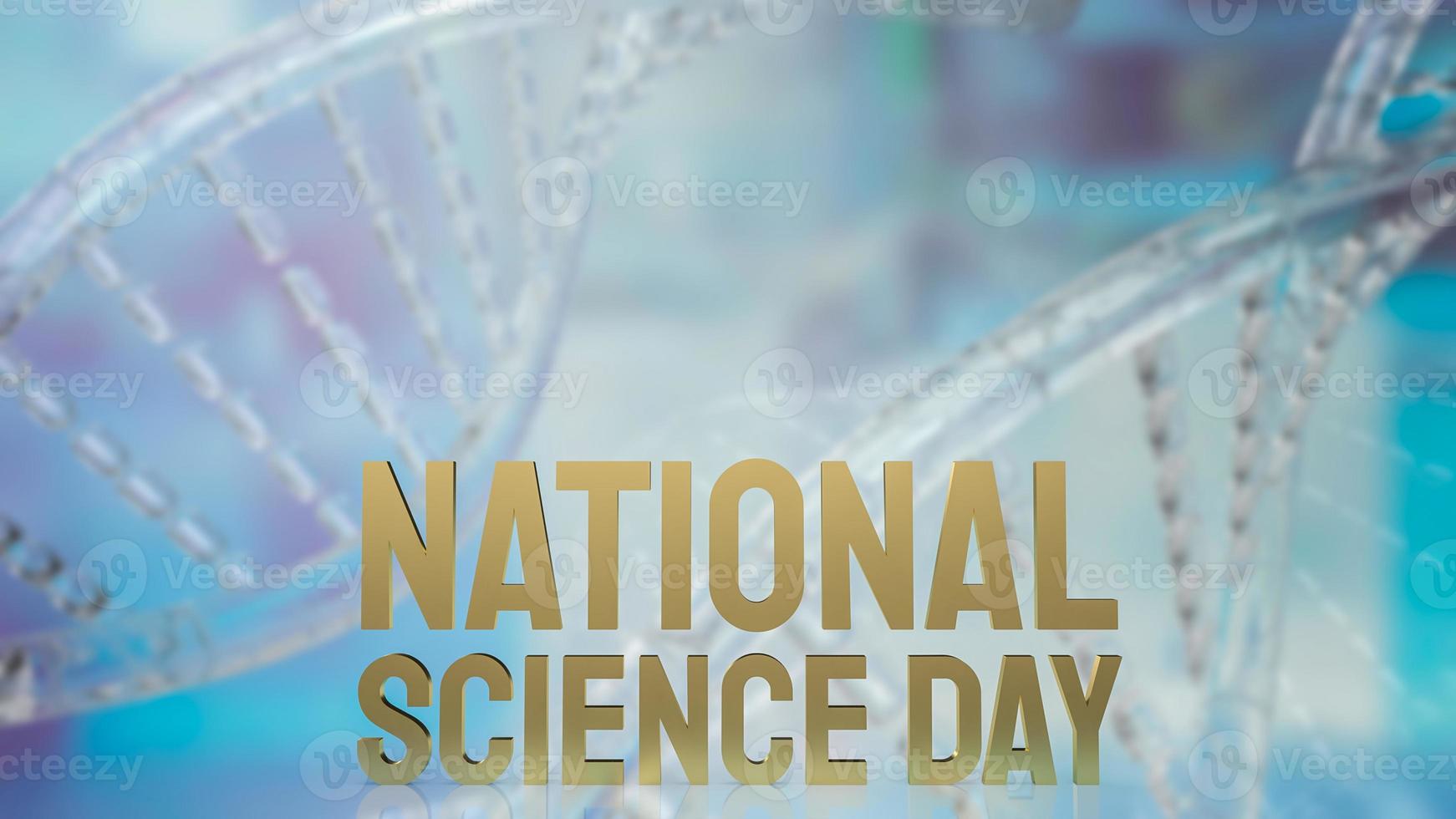 The  national science day gold text on dna background for sci concept 3d rendering photo