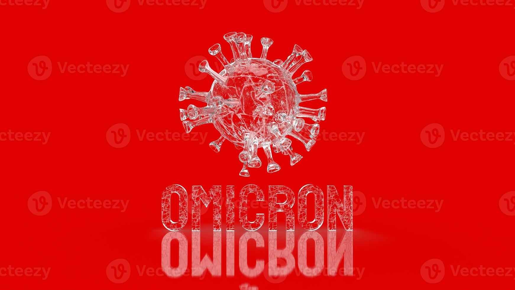 el virus omicron sobre fondo rojo para covid 19 o concepto médico representación 3d foto