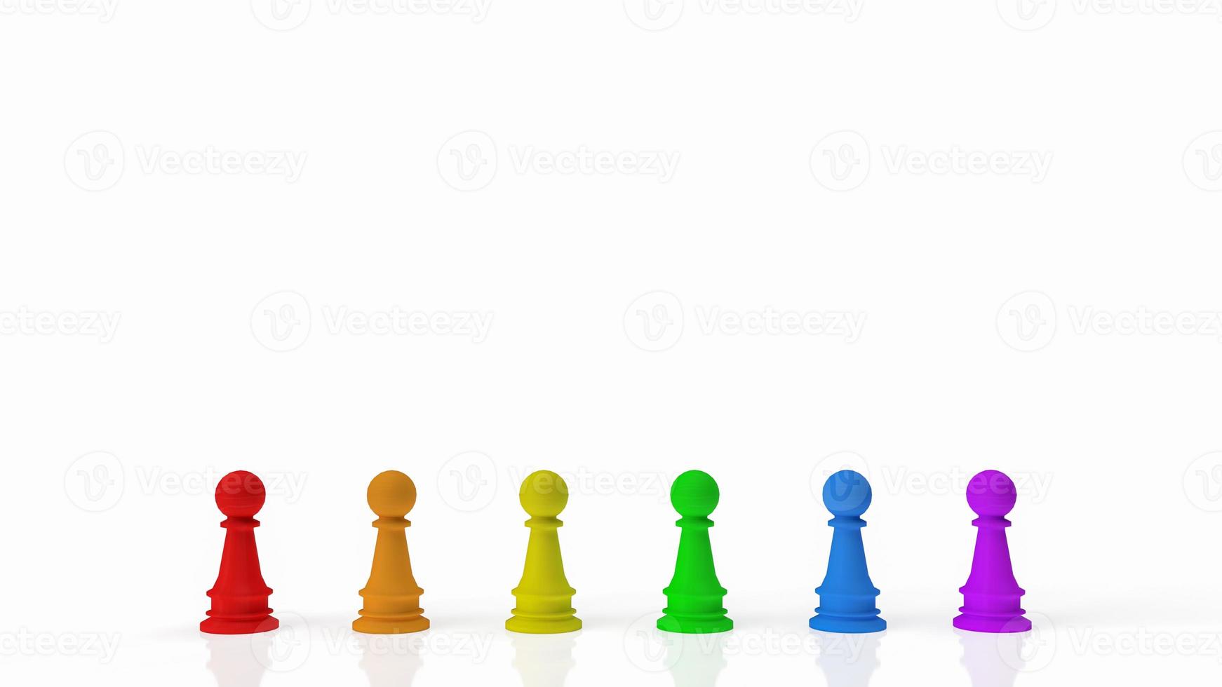 The chess  multi color on white background for lgbtq concept 3d rendering photo