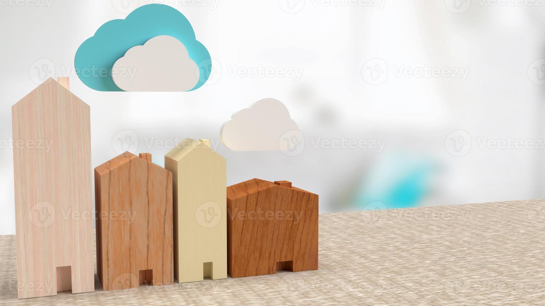 home and cloud for smart home  technology concept 3d rendering photo