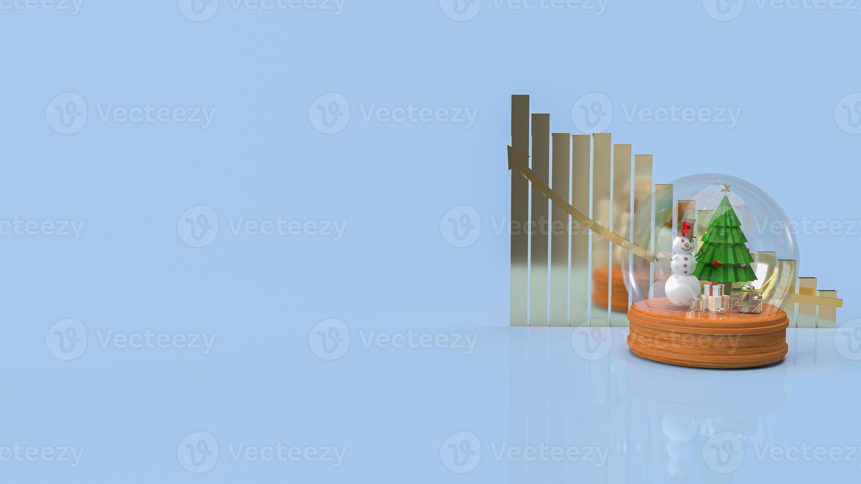 The glass ball winter seasonal Christmas decoration and business chart for holiday  or celebration  concept 3d rendering photo