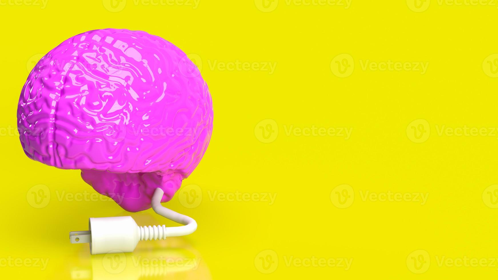 The pink brain and white electric plug for creative or business concept 3d rendering photo