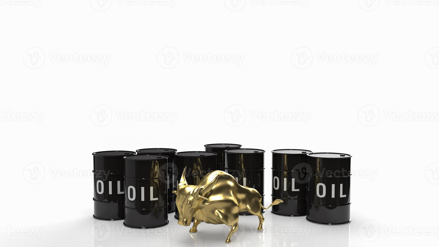 oil tank and gold bull for business concept 3d rendering photo