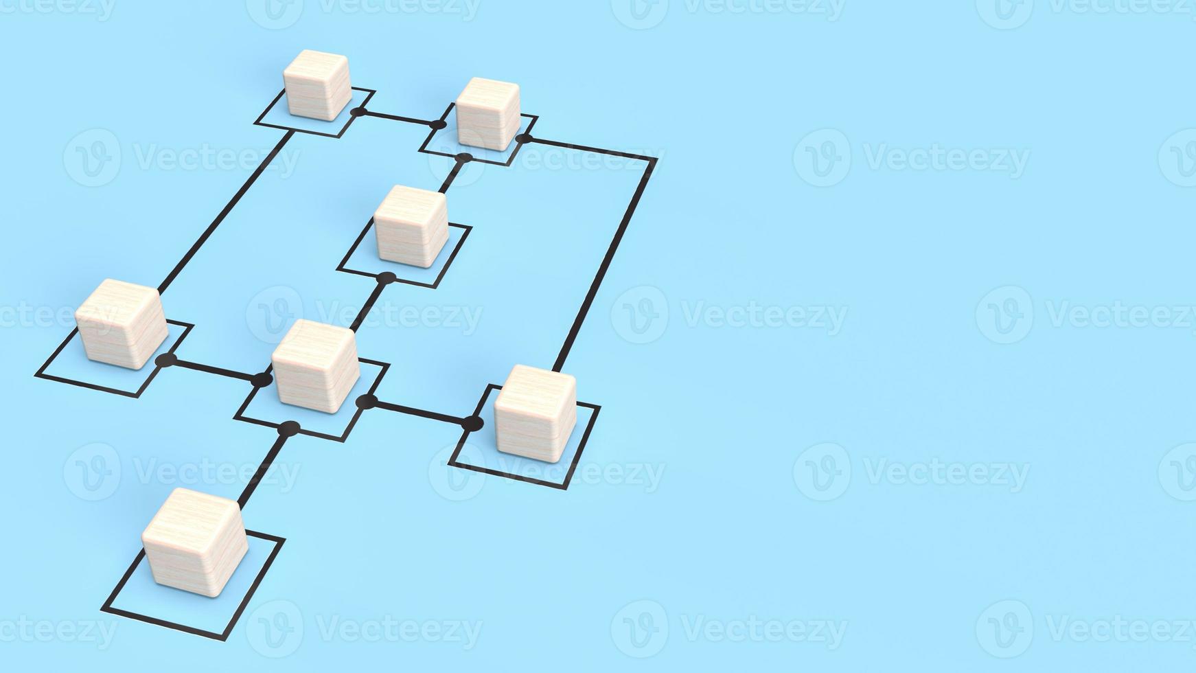 The wood cubes on chart blue background for business concept 3d rendering photo