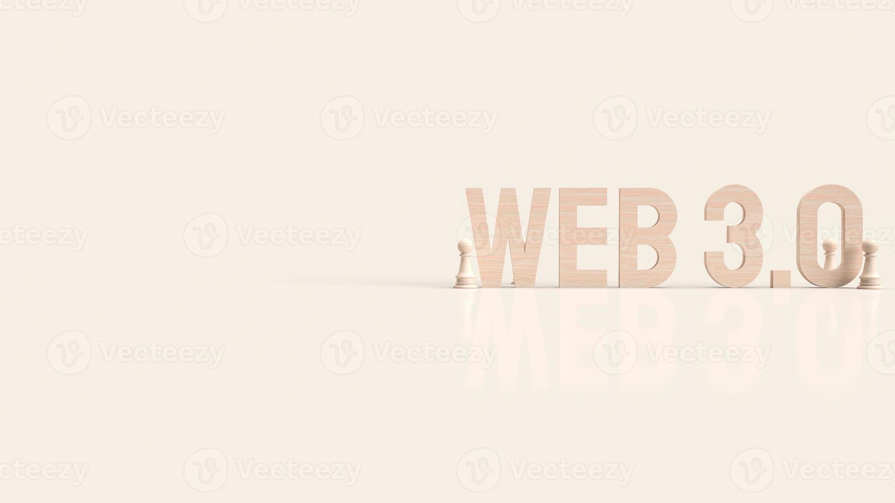 Web 3.0  wood text and chess for technology concept 3d rendering photo