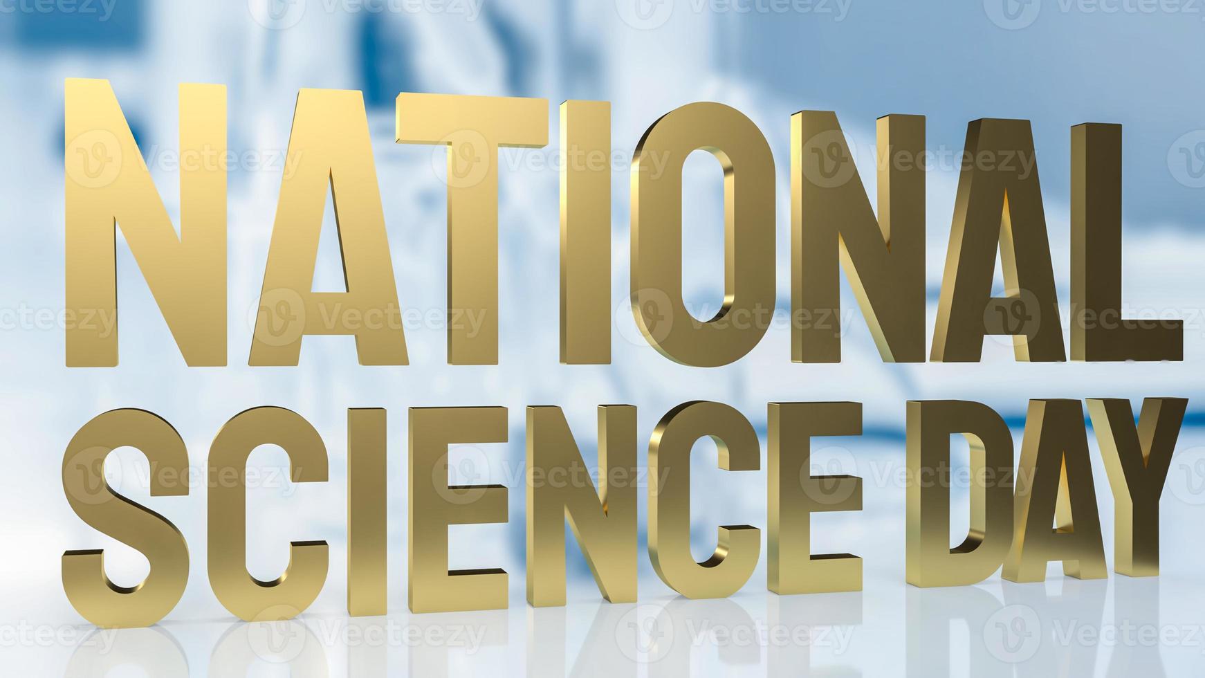 The  national science day gold text on lab background for sci concept 3d rendering photo