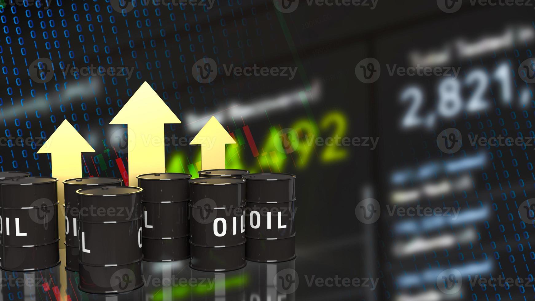 The oil tanks and gold arrow up  business chart background 3d rendering photo