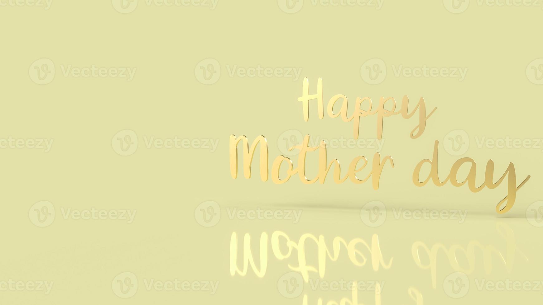 The gold  text happy mother day on yellow background  for Mother day concept 3d rendering photo
