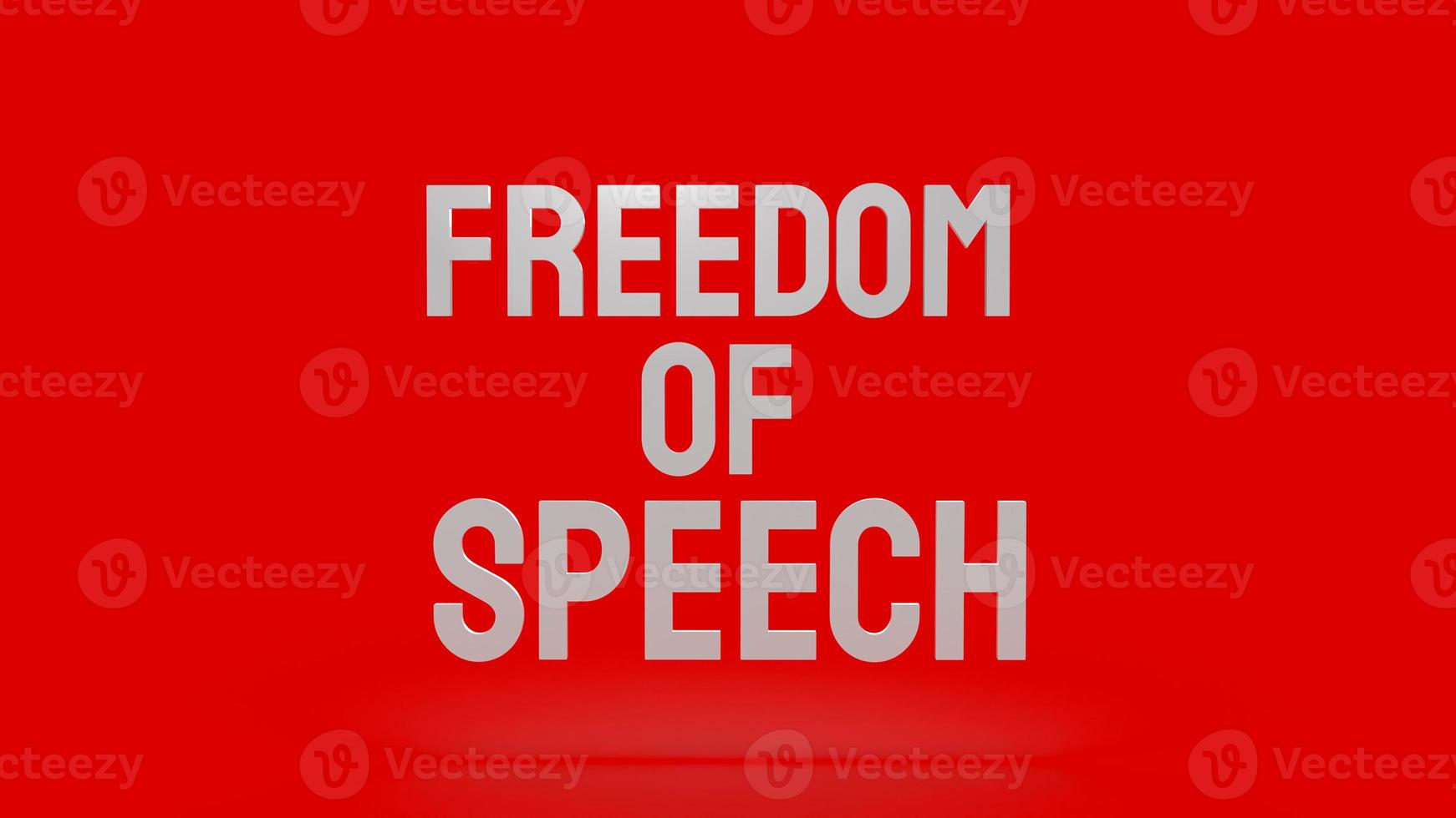 The  word freedom of speech, speech on red background 3d rendering. photo