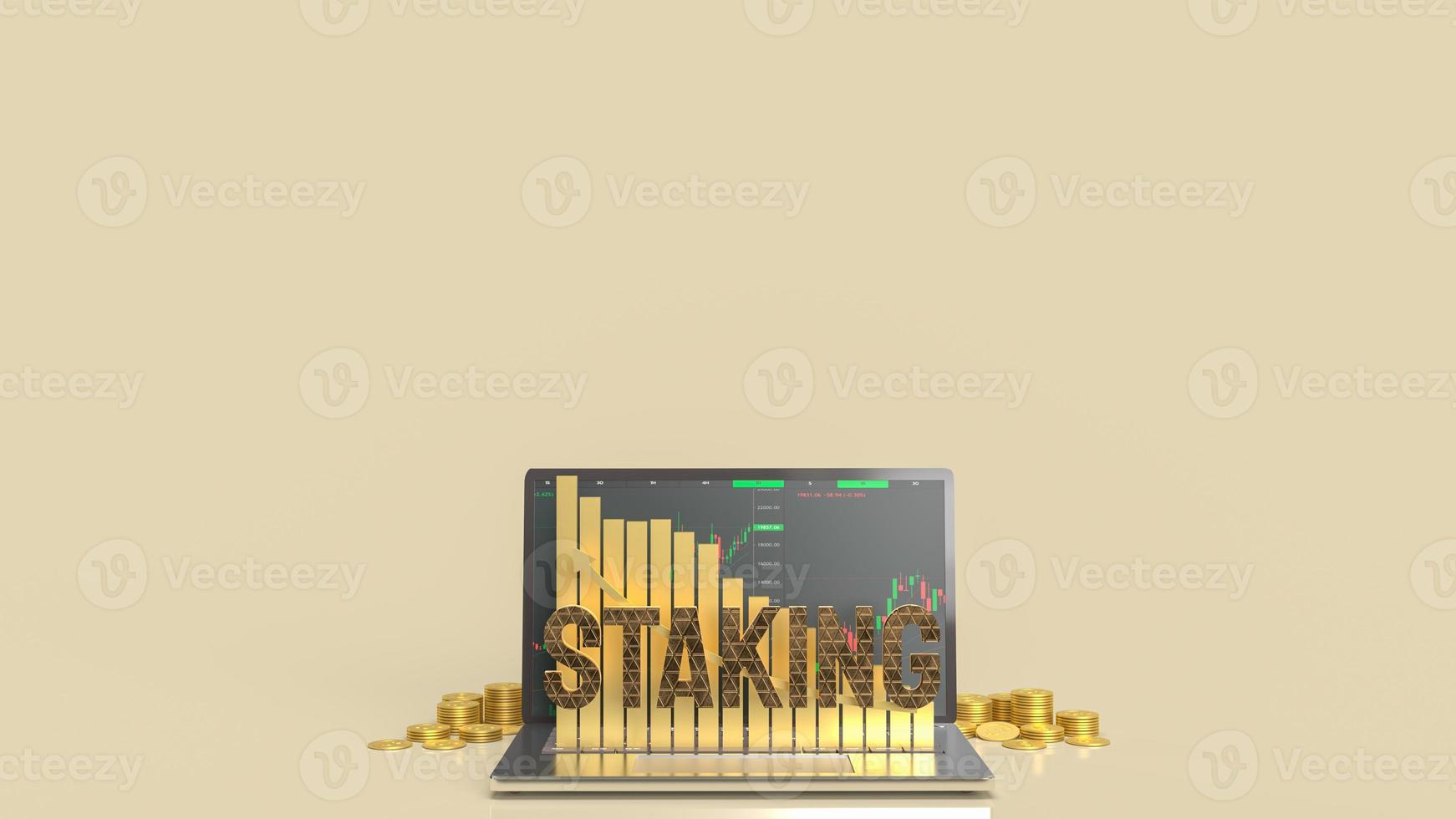 staking text on notebook for currency or business concept 3d rendering photo