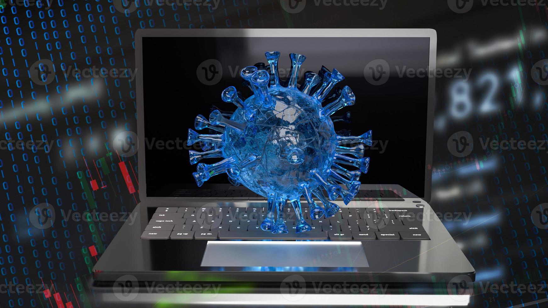 virus and  chart  on notebook for business  in outbreak concept  3d rendering photo