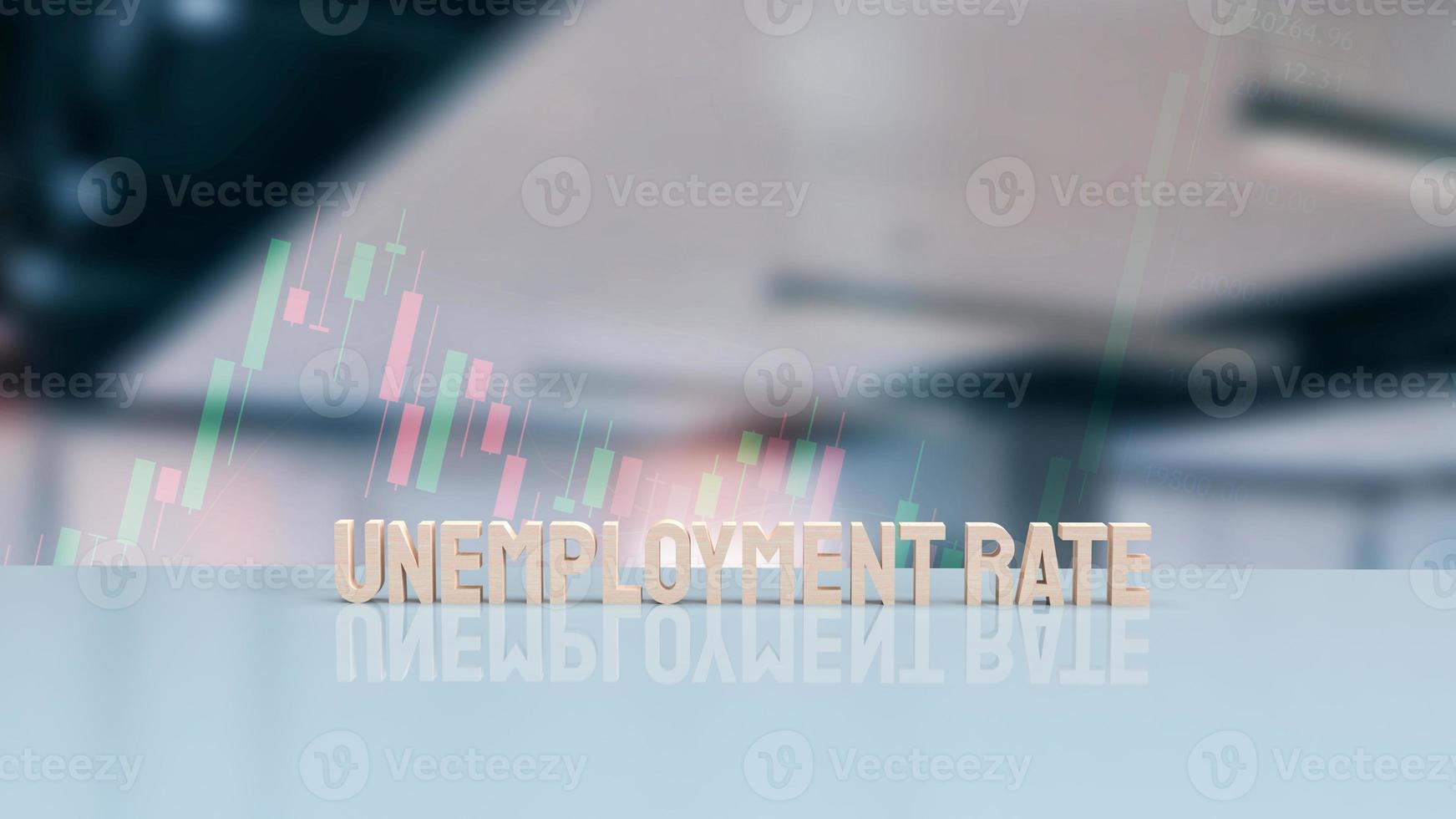The wood text  unemployment rate and business chat on white background  3d rendering photo